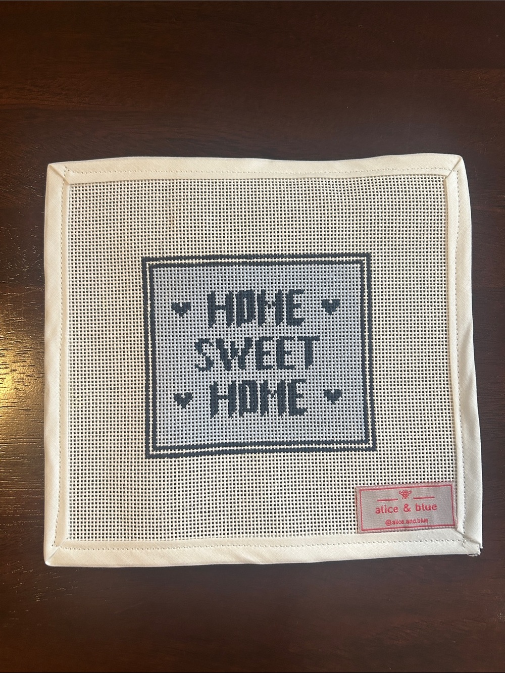 Alice and Blue Hand-Painted Needlepoint Canvas (Home Sweet Home)